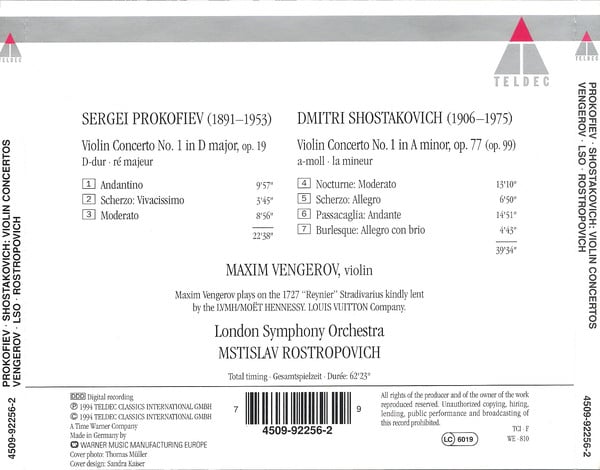 Sergei Prokofiev & Dmitri Shostakovich, Maxim Vengerov, London Symphony Orchestra, Mstislav Rostropovich-1