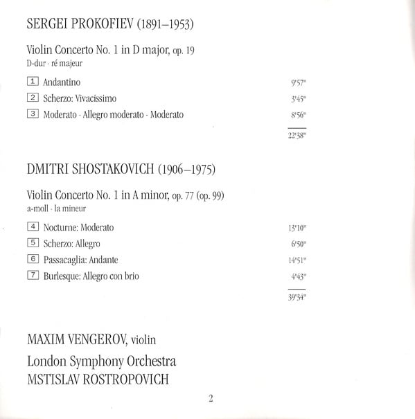 Sergei Prokofiev & Dmitri Shostakovich, Maxim Vengerov, London Symphony Orchestra, Mstislav Rostropovich-4
