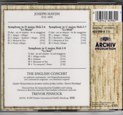 Haydn. Symphonies "Le Matin - Le Midi - Le Soir":The English Concert - Image 2