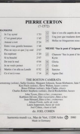Chansons / Messe «Sus Le Pont D'Avignon»:Pierre Certon