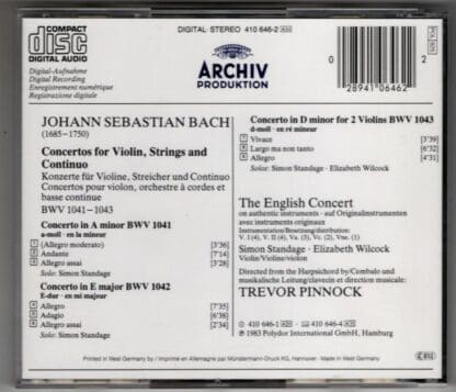 J. S. Bach. Violinkonzerte:Simon Standage - Image 2