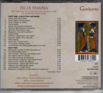 Felix Femina: Scottish Medieval Polyphony:Canty - Image 2