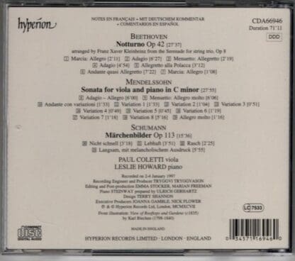 Music For Viola And Piano:Beethoven, Mendelssohn, Schumann - Image 2
