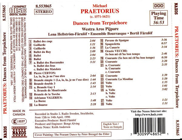 Michael Praetorius - Westra Aros Pijpare • Lena Hellström-Färnlöf • Ensemble Bourrasque • Bertil Färnlöf-1