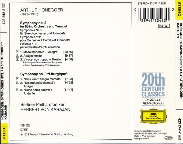 Arthur Honegger, Berliner Philharmoniker, Herbert von Karajan-2