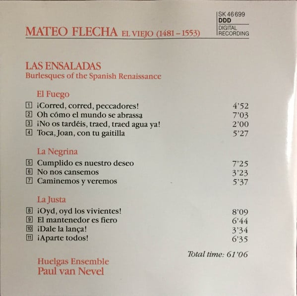 Mateo Flecha El Viejo, Huelgas-Ensemble, Paul Van Nevel-1