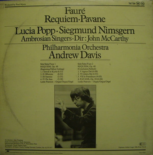 Gabriel Fauré, Lucia Popp, Siegmund Nimsgern, The Ambrosian Singers, John McCarthy, Philharmonia Orchestra, Andrew Davis-3