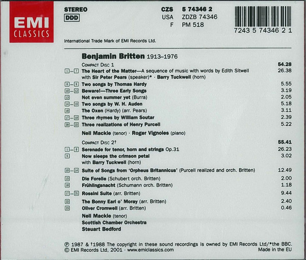 Benjamin Britten / Neil Mackie (2) • Peter Pears • Barry Tuckwell • Roger Vignoles • Scottish Chamber Orchestra • Steuart Bedford-1