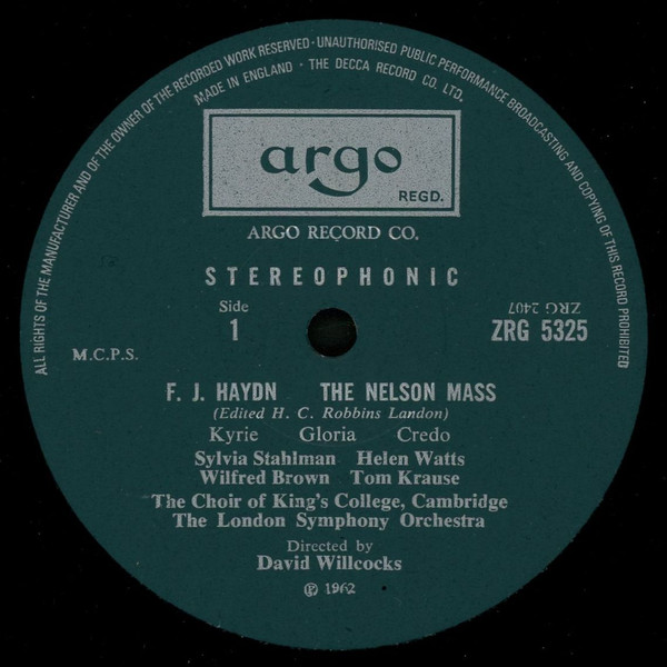 Joseph Haydn - Sylvia Stahlman, Helen Watts, Wilfred Brown, Tom Krause, The King's College Choir Of Cambridge, London Symphony Orchestra, David Willcocks-2
