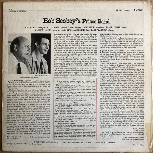 Bob Scobey's Frisco Band : Vocals By Clancy Hayes-1