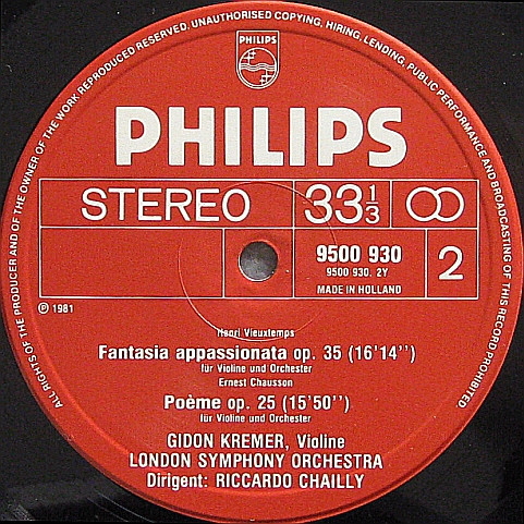 Darius Milhaud / Ernest Chausson / Henri Vieuxtemps, Gidon Kremer, London Symphony Orchestra, Riccardo Chailly-3
