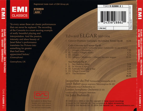 Sir Edward Elgar - Jacqueline Du Pré · Janet Baker · London Symphony Orchestra · Philharmonia Orchestra, Sir John Barbirolli-1