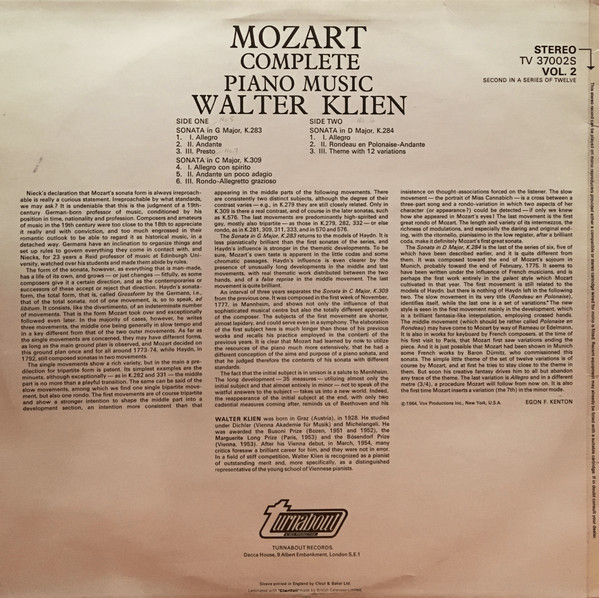Wolfgang Amadeus Mozart, Walter Klien-1