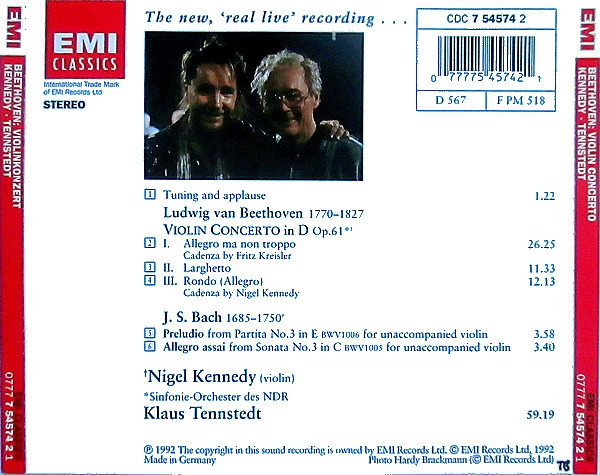 Ludwig van Beethoven, Nigel Kennedy, NDR Sinfonieorchester, Klaus Tennstedt-1