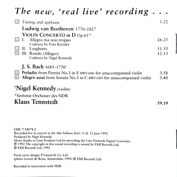 Ludwig van Beethoven, Nigel Kennedy, NDR Sinfonieorchester, Klaus Tennstedt-3