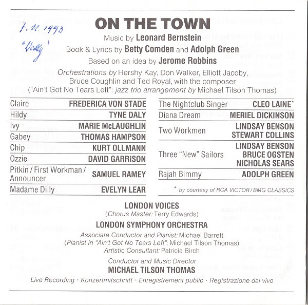 Leonard Bernstein, Betty Comden And Adolph Green, Jerome Robbins, Frederica von Stade • Thomas Hampson • Samuel Ramey • Cleo Laine • David Garrison • Kurt Ollmann • Evelyn Lear • Marie McLaughlin And Tyne Daly, London Symphony Orchestra, Michael Tilson Th-2