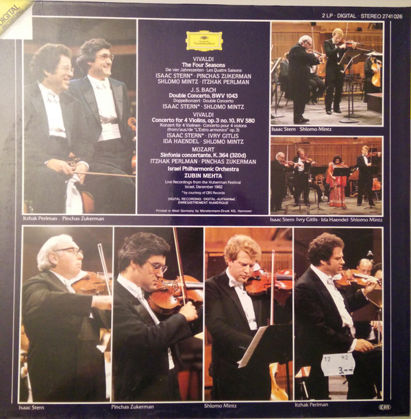 Pinchas Zukerman • Isaac Stern, Itzhak Perlman • Shlomo Mintz, Israel Philharmonic Orchestra, Zubin Mehta, Antonio Vivaldi / Johann Sebastian Bach / Wolfgang Amadeus Mozart-3