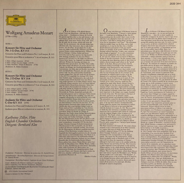 Wolfgang Amadeus Mozart / Karlheinz Zöller, Bernhard Klee, English Chamber Orchestra-1