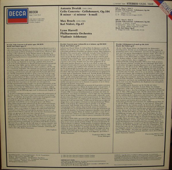 Antonín Dvořák / Max Bruch - Lynn Harrell, Philharmonia Orchestra, Vladimir Ashkenazy-1