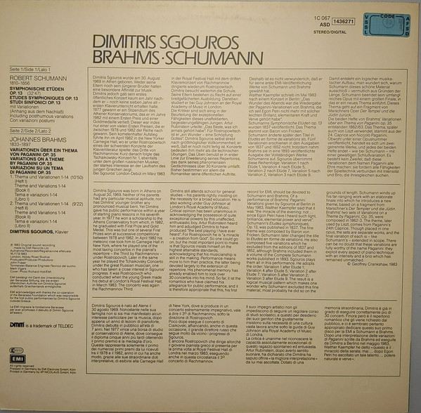 Johannes Brahms - Robert Schumann, Dimitris Sgouros-1