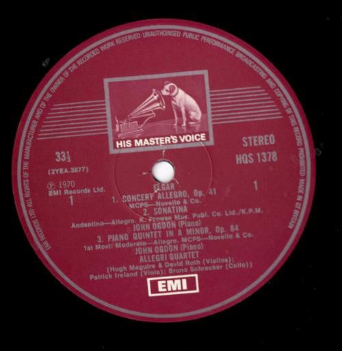 Sir Edward Elgar, John Ogdon And The The Allegri String Quartet, The Music Group Of London, Hugh Bean And David Parkhouse-4