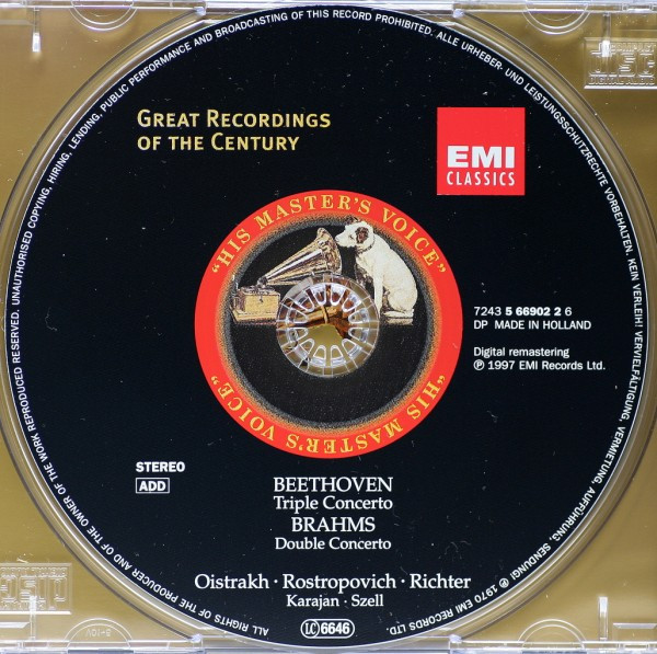 Ludwig van Beethoven / Johannes Brahms – David Oistrach · Mstislav Rostropovich · Sviatoslav Richter, Herbert von Karajan / George Szell-2