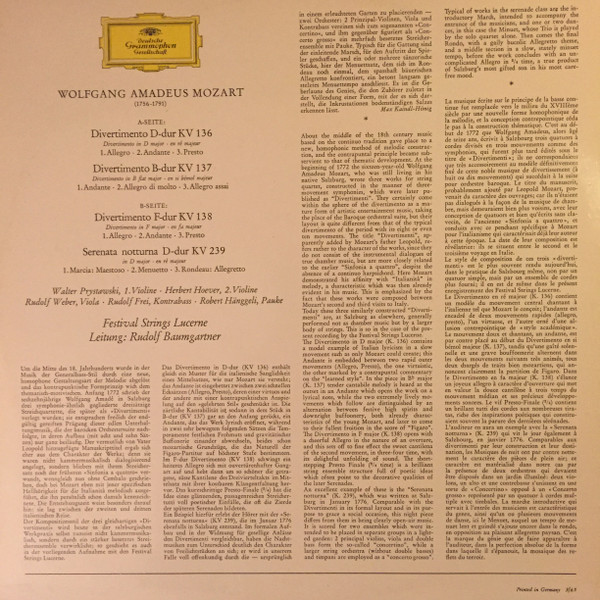 Wolfgang Amadeus Mozart, Festival Strings Lucerne · Rudolf Baumgartner-1