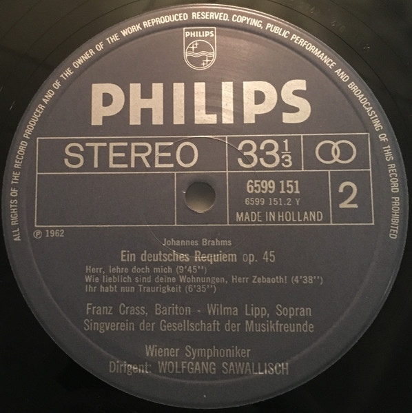 Johannes Brahms, Aafje Heynis, Wilma Lipp, Franz Crass, Wiener Symphoniker, Wolfgang Sawallisch-3