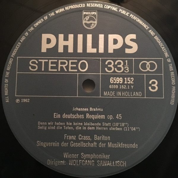 Johannes Brahms, Aafje Heynis, Wilma Lipp, Franz Crass, Wiener Symphoniker, Wolfgang Sawallisch-4
