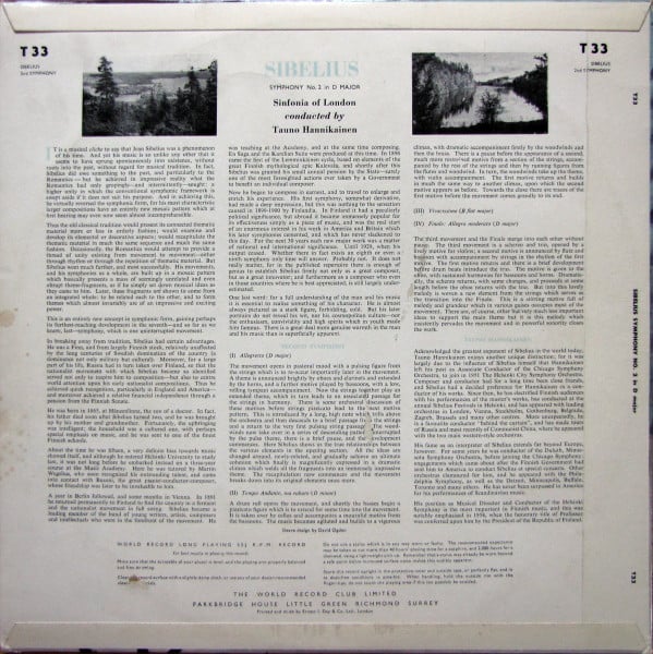 Jean Sibelius - Sinfonia Of London Conducted By Tauno Hannikainen-1