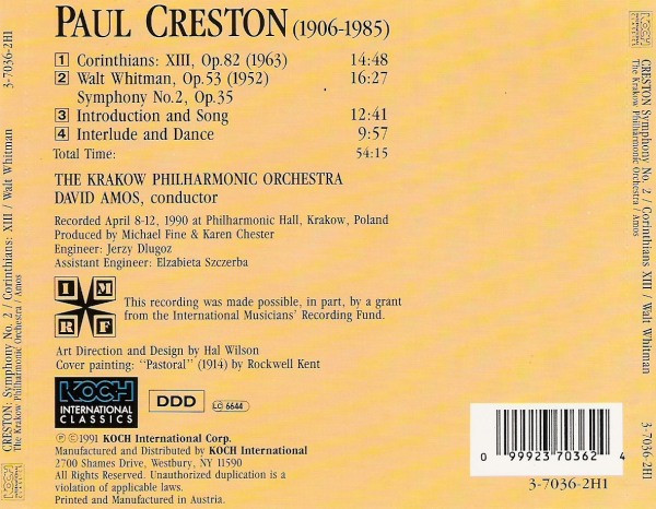 Paul Creston, Orkiestra Filharmonii Im. Karola Szymanowskiego W Krakowie, David Amos-1