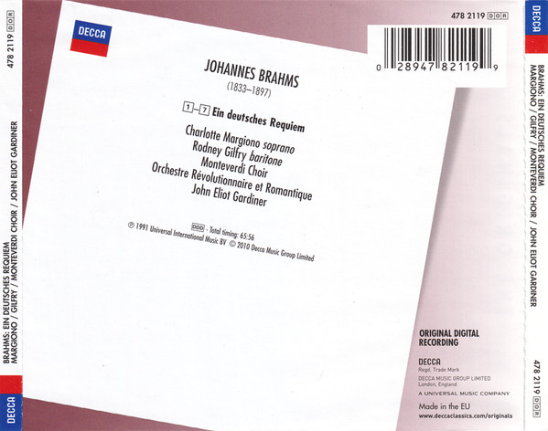 Johannes Brahms - Charlotte Margiono, Rodney Gilfry, The Monteverdi Choir, Orchestre Révolutionnaire Et Romantique, John Eliot Gardiner-2