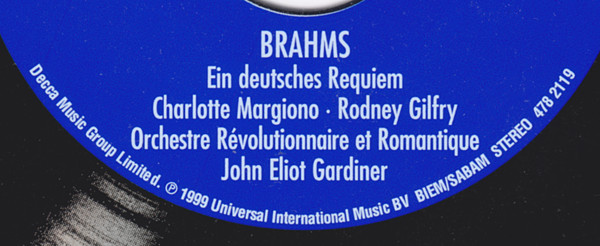 Johannes Brahms - Charlotte Margiono, Rodney Gilfry, The Monteverdi Choir, Orchestre Révolutionnaire Et Romantique, John Eliot Gardiner-4