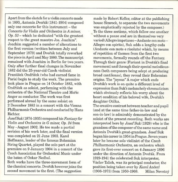 Antonín Dvořák / Josef Suk (2) – Josef Suk, The Czech Philharmonic Orchestra, Karel Ančerl-3