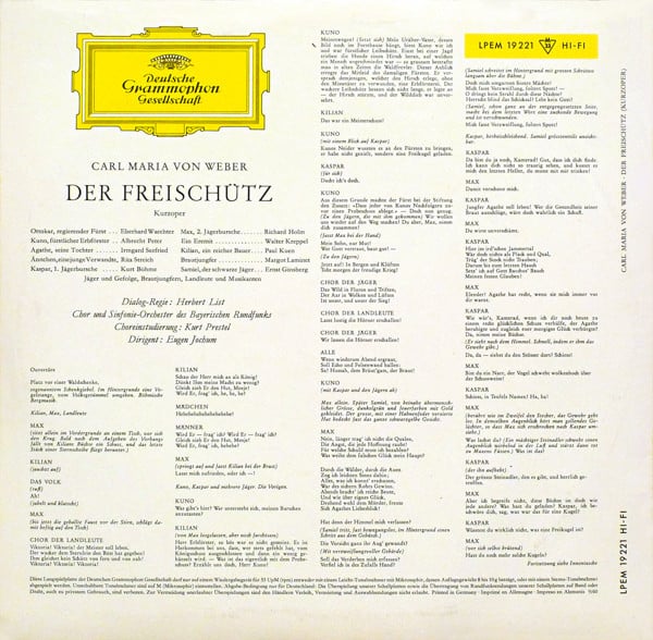 Carl Maria von Weber, Irmgard Seefried, Rita Streich, Richard Holm, Kurt Böhme, Ernst Ginsberg ... Dirigent: Eugen Jochum-1
