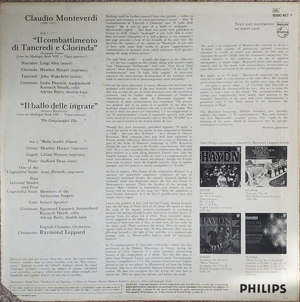 Claudio Monteverdi - English Chamber Orchestra, Raymond Leppard-1