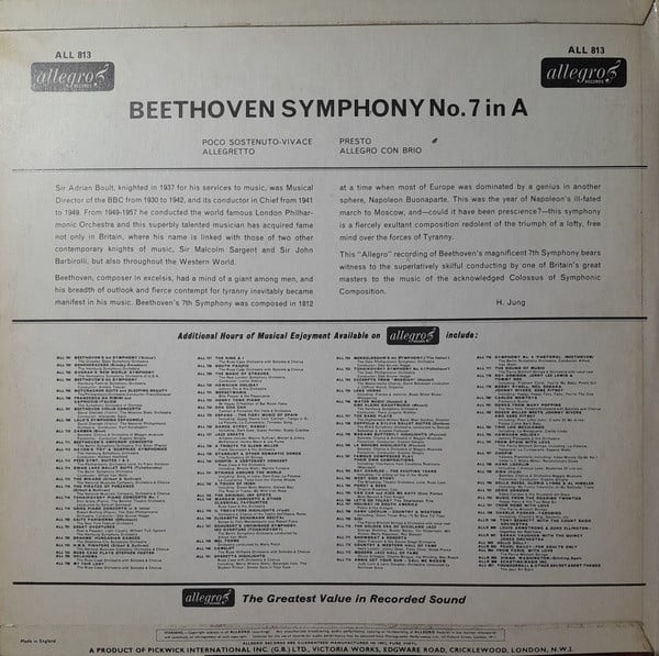 Ludwig van Beethoven, Sir Adrian Boult Conducts The Philharmonic Promenade Orchestra-1