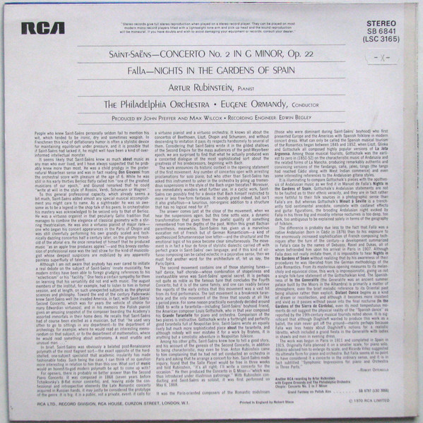 Manuel De Falla, Camille Saint-Saëns - Arthur Rubinstein, Eugene Ormandy, The Philadelphia Orchestra-1