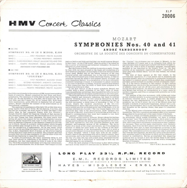 Wolfgang Amadeus Mozart - Orchestre De La Société Des Concerts Du Conservatoire, André Vandernoot-1