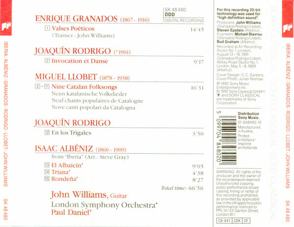 Enrique Granados / Joaquín Rodrigo / Miguel Llobet / Isaac Albéniz - John Williams (7), London Symphony Orchestra, Paul Daniel-1
