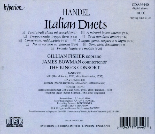Georg Friedrich Händel, Gillian Fisher, James Bowman (2), The King's Consort-1