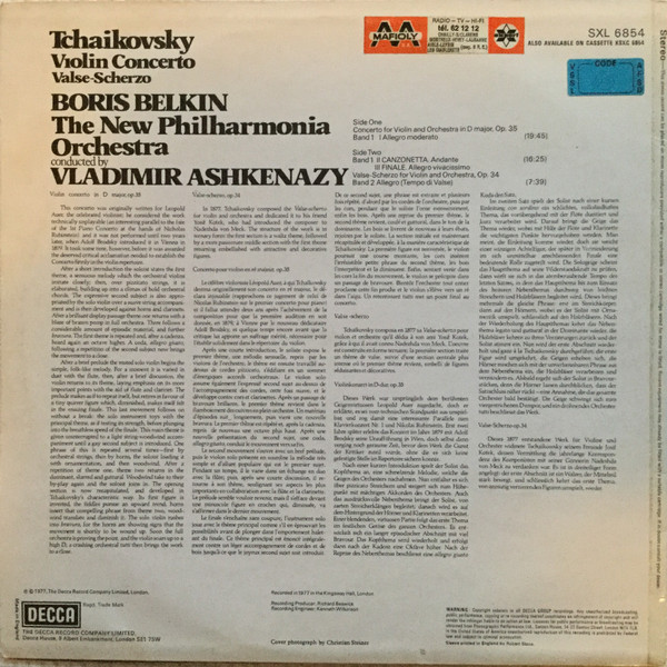 Boris Belkin, Pyotr Ilyich Tchaikovsky, New Philharmonia Orchestra, Vladimir Ashkenazy-1