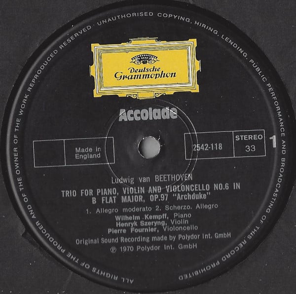 Ludwig van Beethoven, Wilhelm Kempff, Henryk Szeryng, Pierre Fournier-2