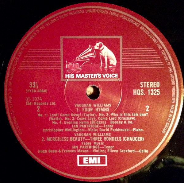 Peter Warlock / Ralph Vaughan Williams / Ian Partridge / David Butt / Janet Craxton / The Music Group Of London-3