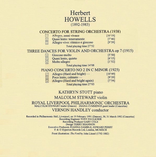 Herbert Howells, Kathryn Stott, Malcolm Stewart, Royal Liverpool Philharmonic Orchestra, Vernon Handley-2