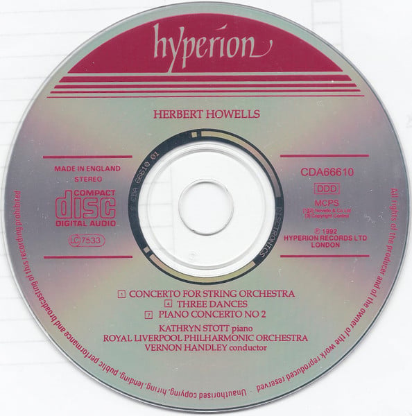 Herbert Howells, Kathryn Stott, Malcolm Stewart, Royal Liverpool Philharmonic Orchestra, Vernon Handley-3