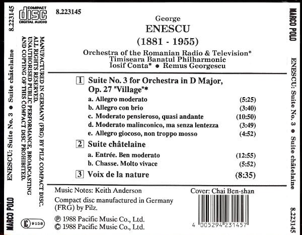 George Enescu – Orchestra Simfonică A Radioteleviziunii Române, Orchestra simfonică a Filarmonicii „Banatul” din Timișoara, Iosif Conta, Remus Georgescu-1
