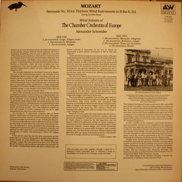 Wolfgang Amadeus Mozart - Wind Soloists Of The Chamber Orchestra Of Europe, Alexander Schneider-1