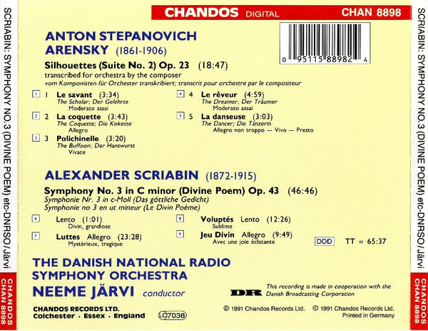 Alexander Scriabin / Anton Stepanovich Arensky - Danmarks Radios Symfoniorkester, Neeme Järvi-2