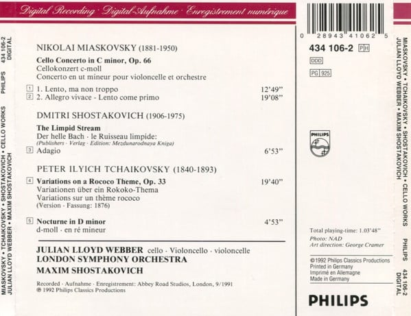 Pyotr Ilyich Tchaikovsky / Nikolai Myaskovsky / Dmitri Shostakovich – Julian Lloyd Webber, London Symphony Orchestra, Maxim Shostakovich-1